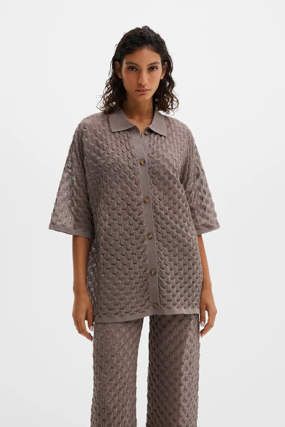 MALINA Moa Knitted Shirt Taupe - Dale