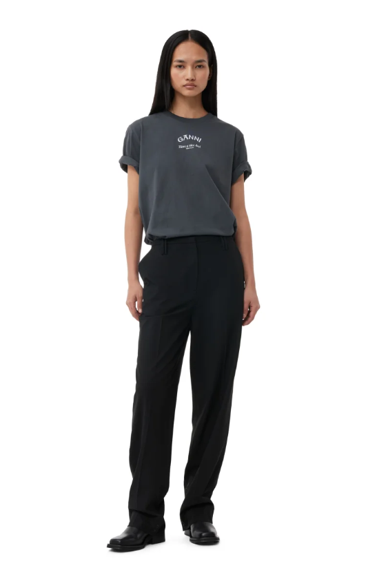 GANNI Drapey Melange Slim Mid-high Waisted pants - Dale