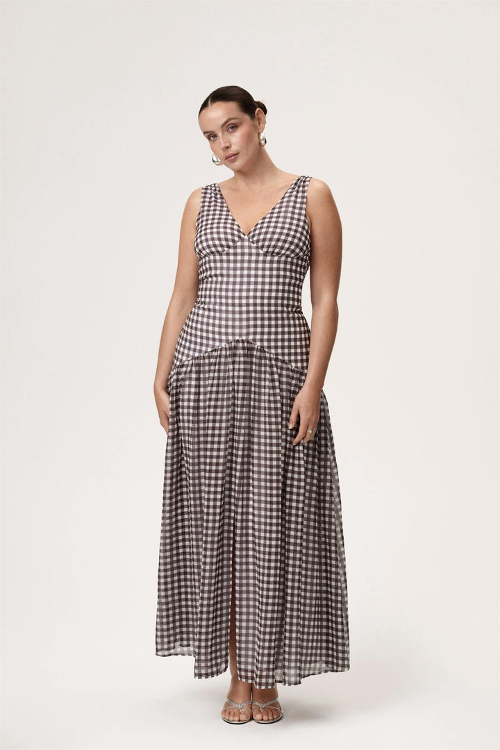 Toulouse Dress Brown Gingham
