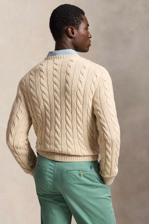 Cable-Knit Cotton Jumper Jicama Brown Heather