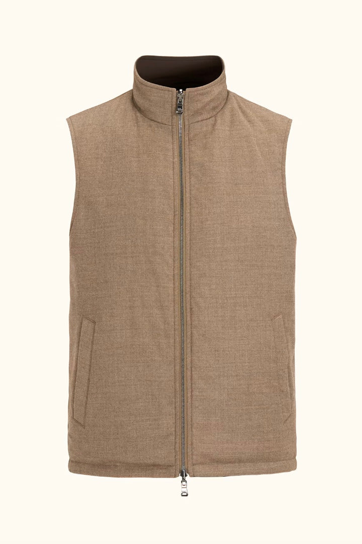 Reversible Padded Vest Walnut Beige