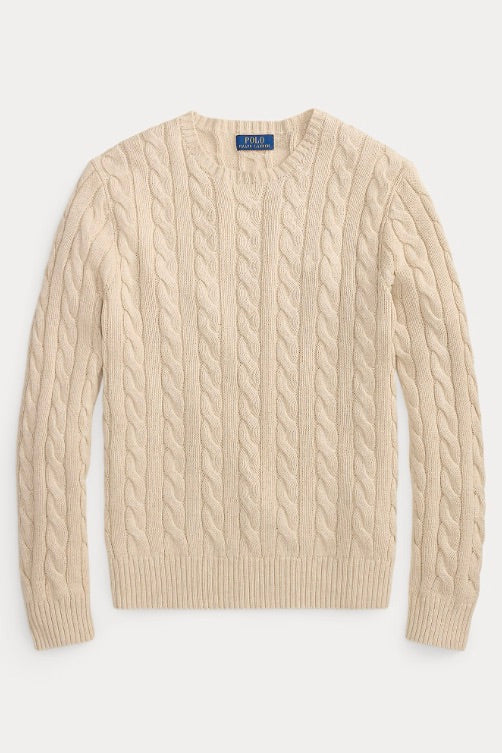 Cable-Knit Cotton Jumper Jicama Brown Heather