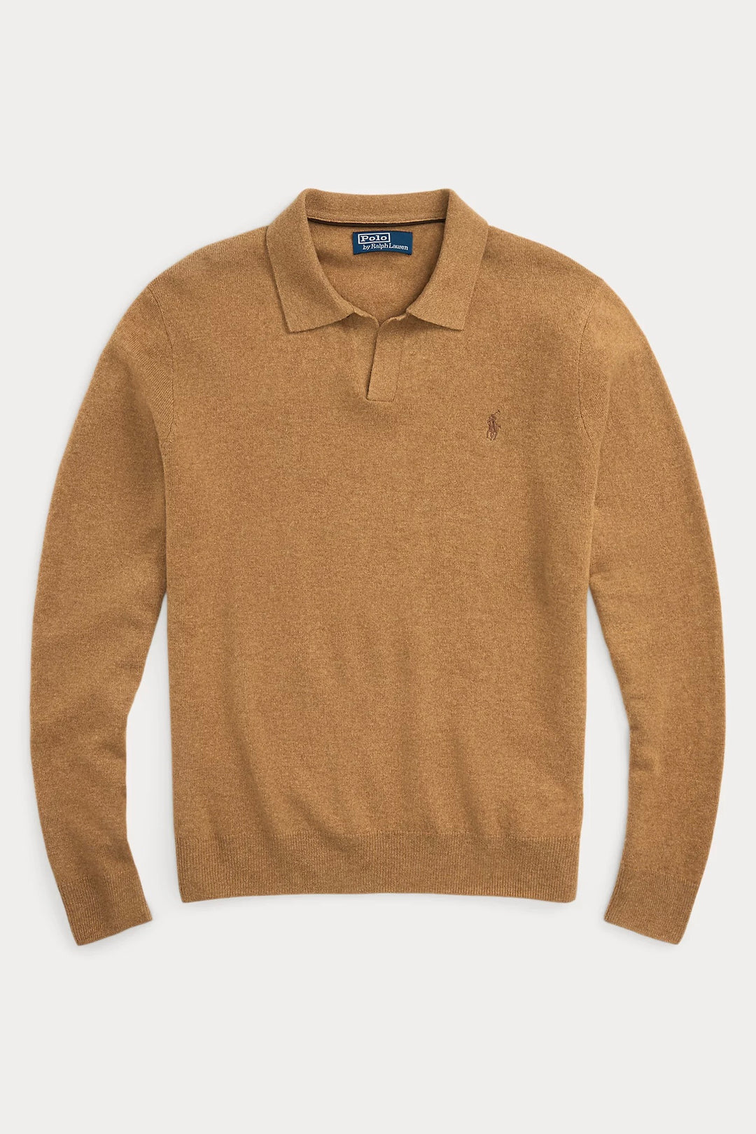 Wool Johnny-Collar Jumper Latte Brown