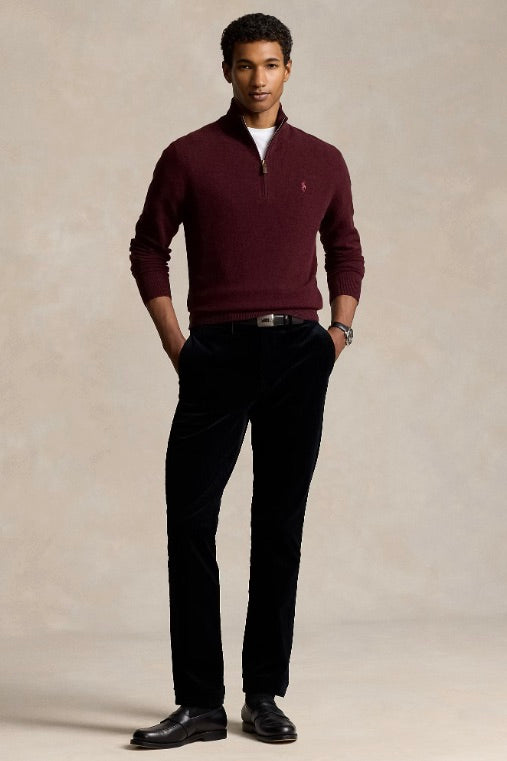 Wool Quarter-Zip Jumper Aged Wine