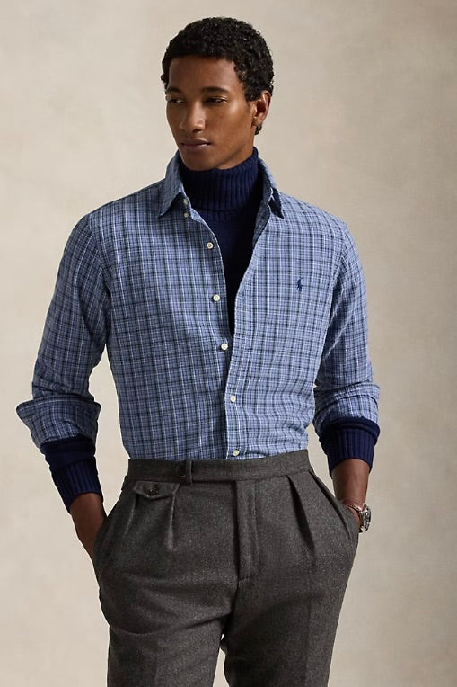 Custom Fit Brushed Oxford Shirt Blue Heather Multi