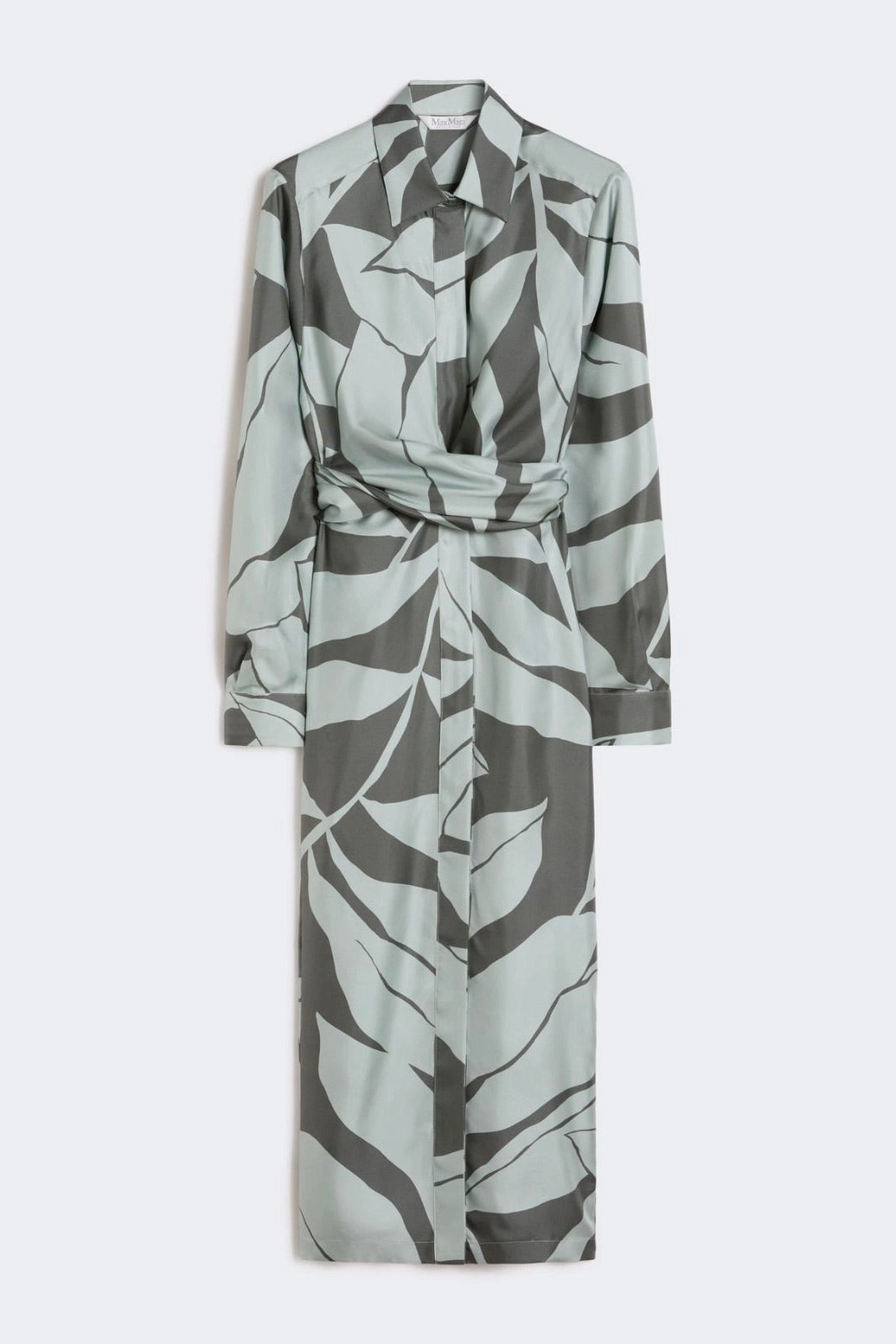 Printed Silk Shirt Dress Green