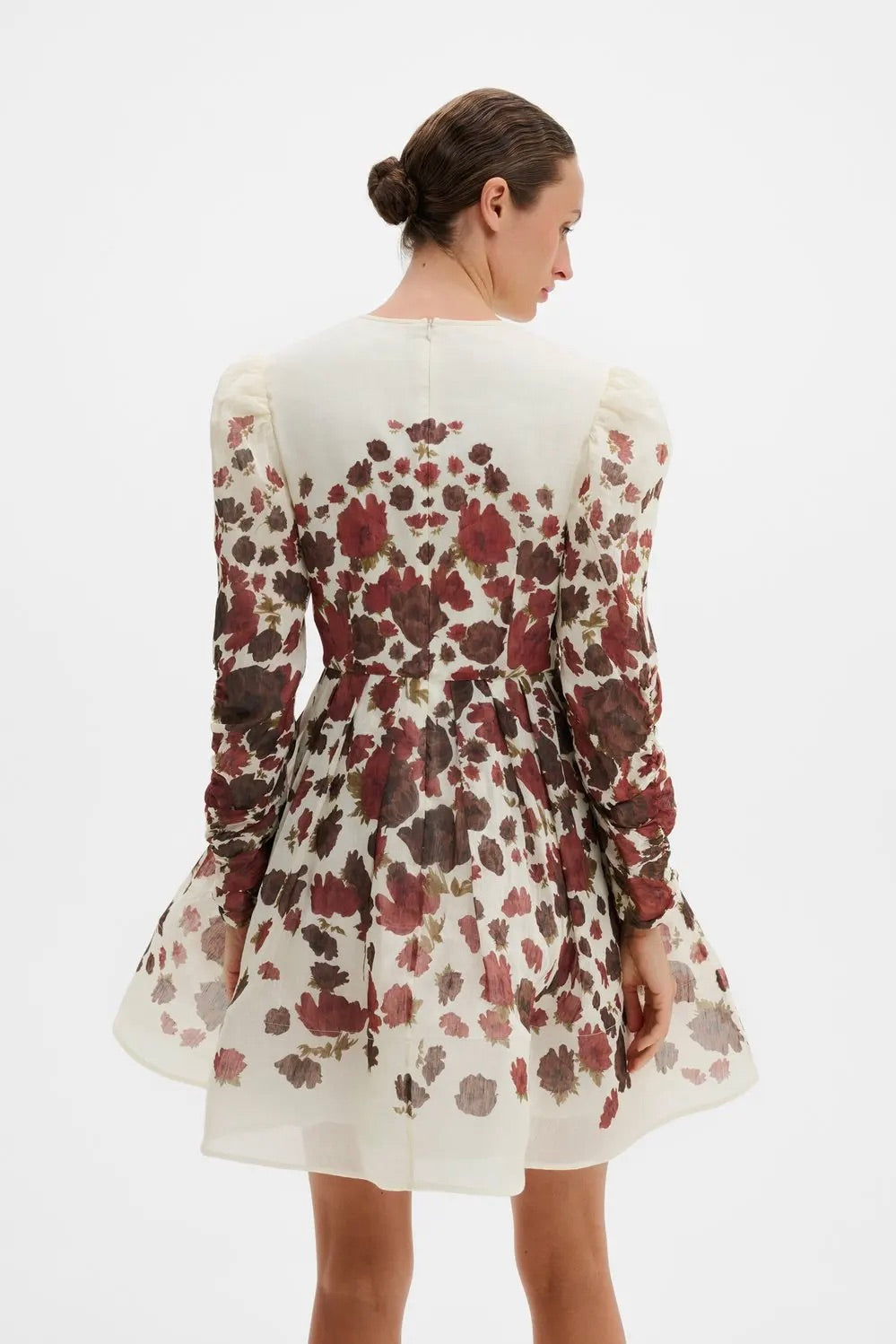 Leoni Silk Blend Mini Dress Wine Peony