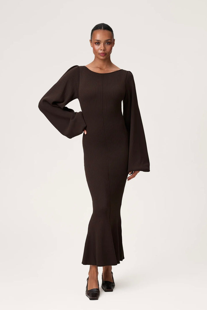Rennes Midi Dress Brown