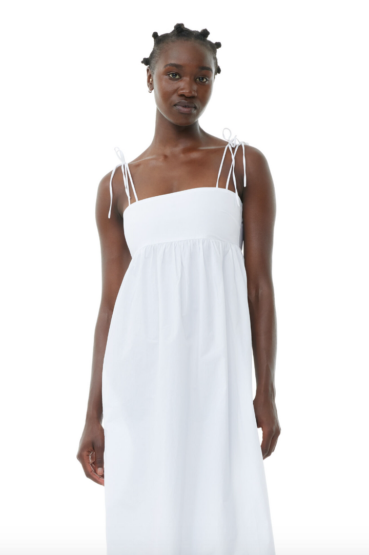 Cotton Poplin String Midi Dress - Bright White