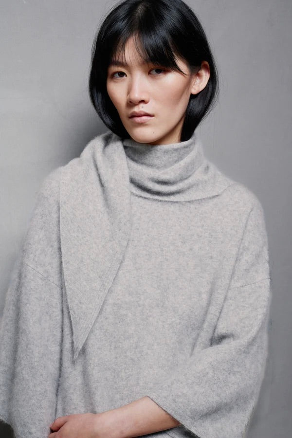 AKS LABEL Nela Brushed Wool Knit Grey Melange - Dale