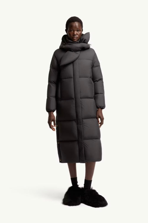 MONCLER Ornement Hooded Long Down Jacket Black - Dale