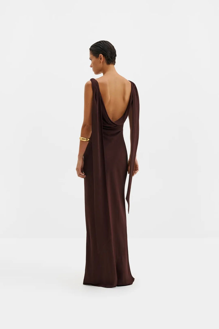 Vida Cowl Neck Scarf Maxi Dress Espresso