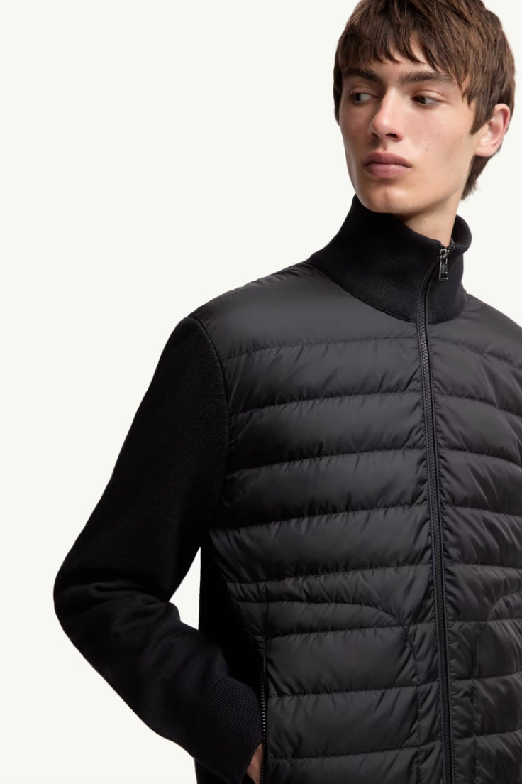 Padded Zip-Up Cardigan Black
