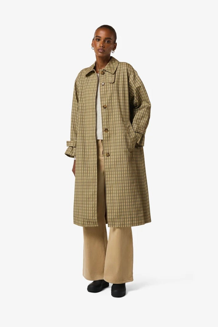 Meagan Check Coat Kelp Check