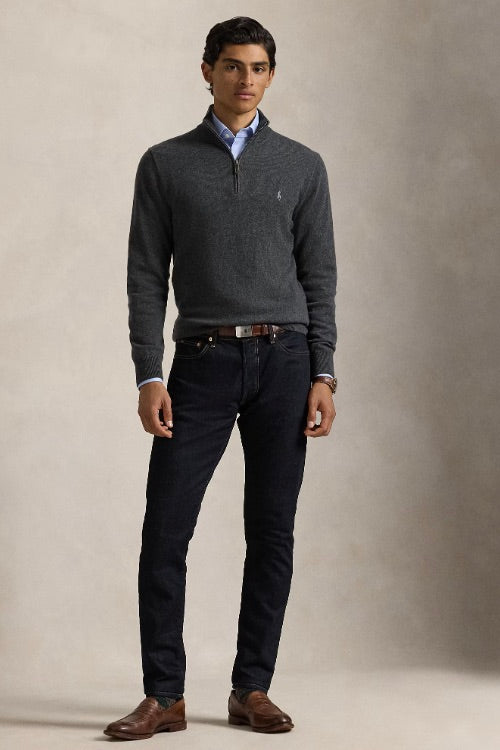 Wool Quarter-Zip Jumper Dark Charcoal Heather