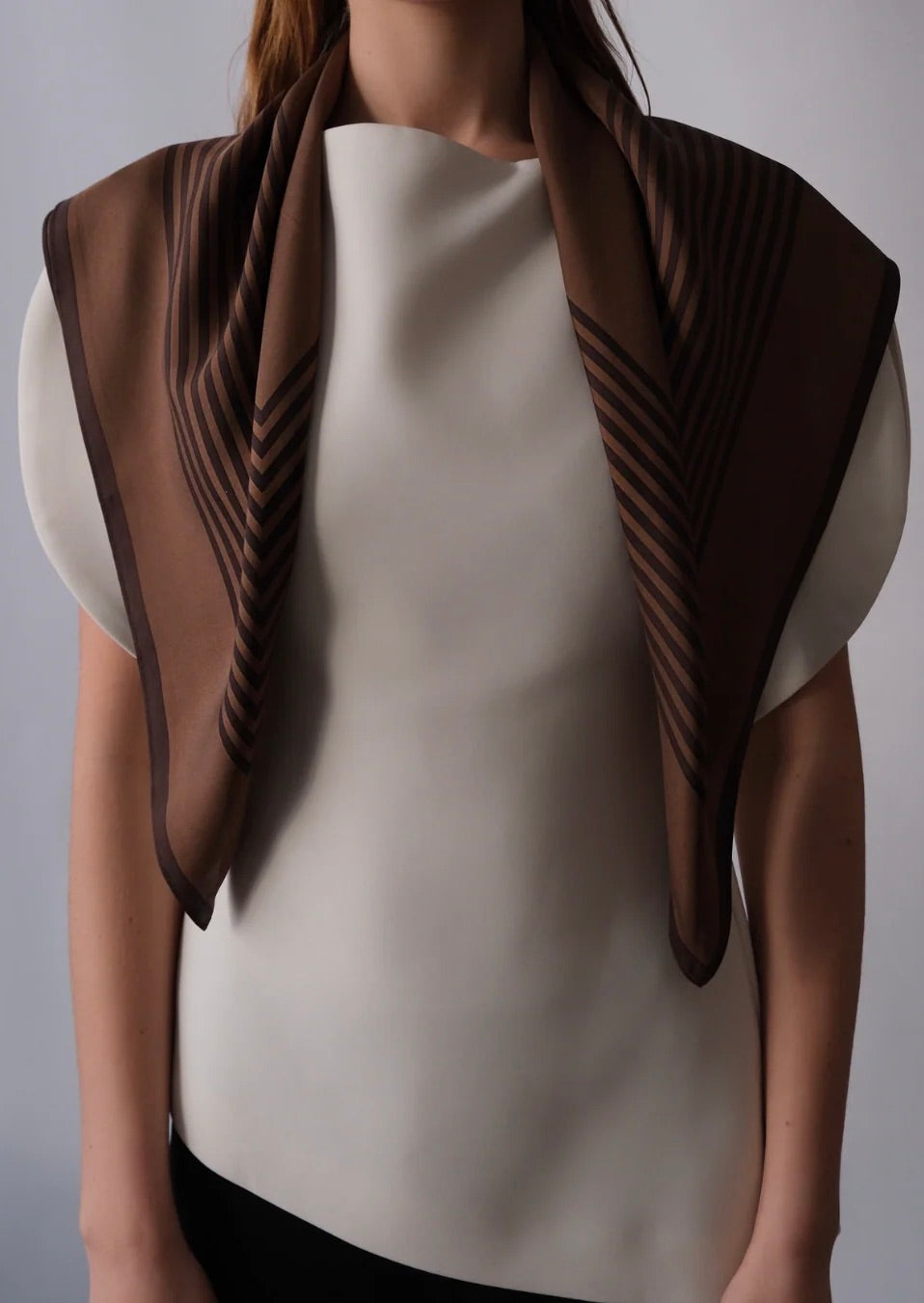 LE SCARF Striped Scarf Chocolate & Espresso 80X80 - Dale