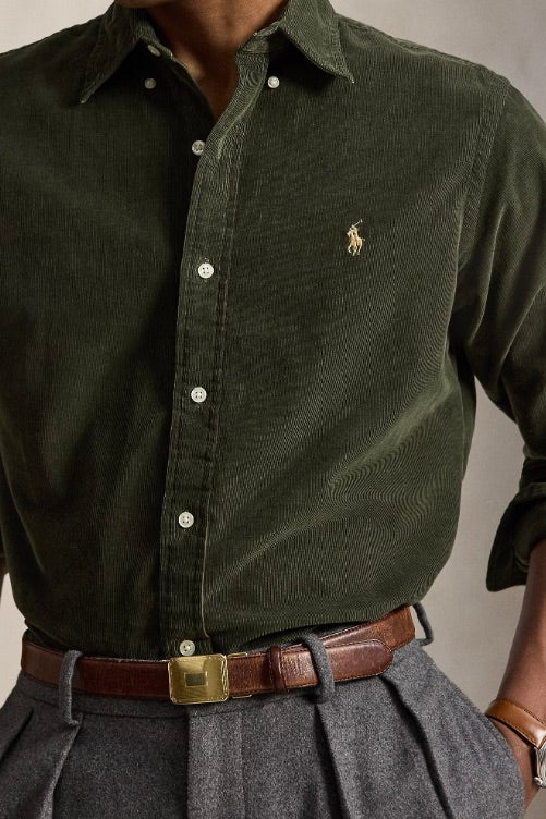 Custom Fit Corduroy Shirt Company Olive