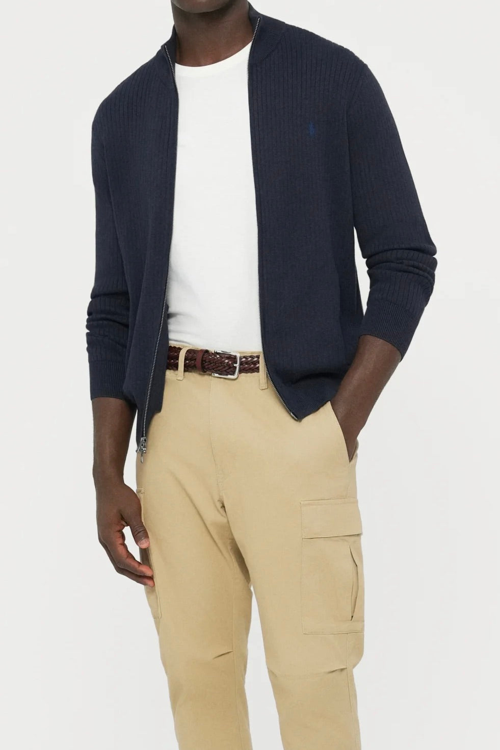 Full Zip Sweater Navy Heather