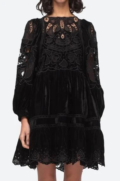 ELIANA EMBROIDERY LONG SLEEVE DRESS