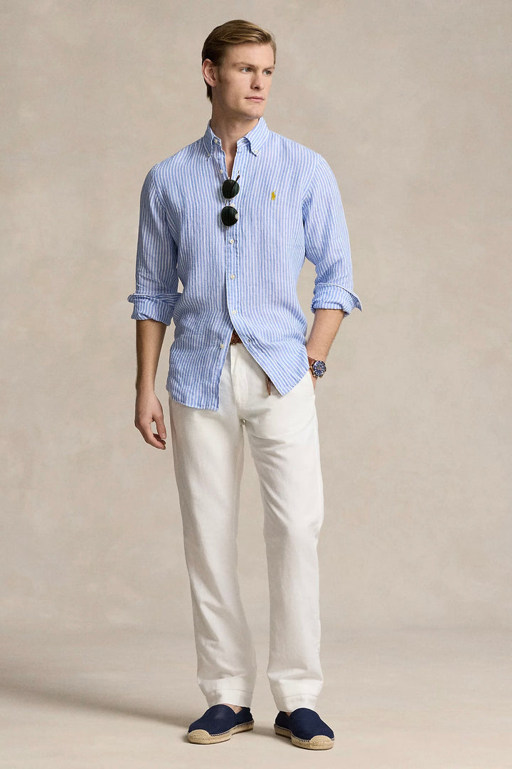 STRIPED LINEN SHIRT CUSTOM FIT