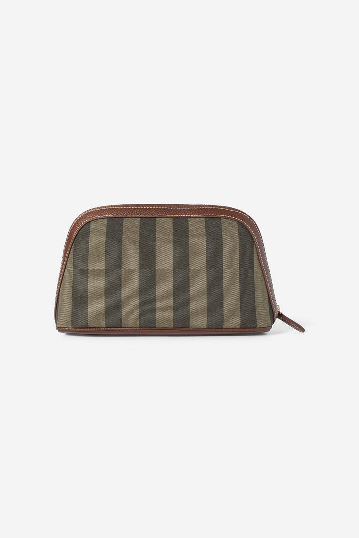 Canvas Cosmetic Pouch Large Green Stripe