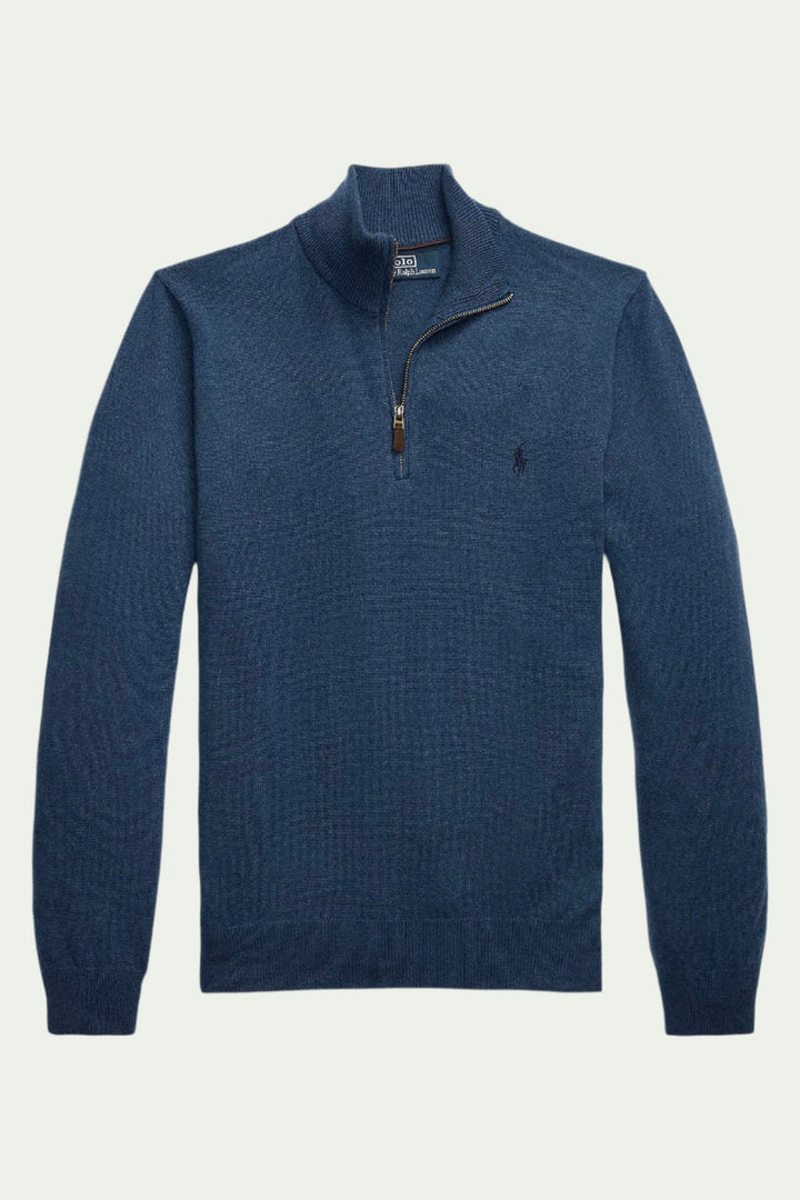 Wool Quarter-Zip Jumper Rustic Navy Heather