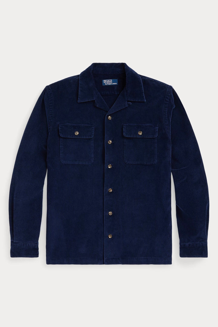 Classic Fit Corduroy Camp Shirt Newport Navy