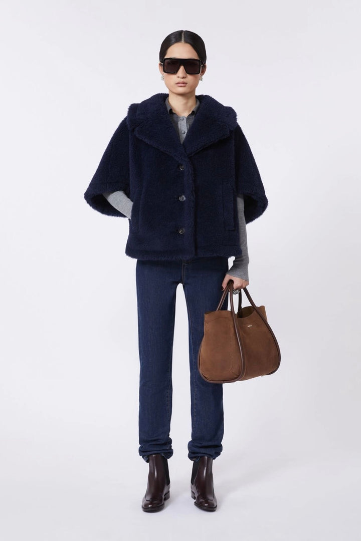 Small Nubuck Leather Marine Bag Dark Brown