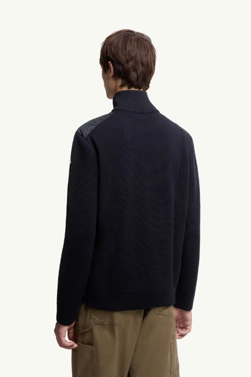 Padded Zip-Up Cardigan Navy