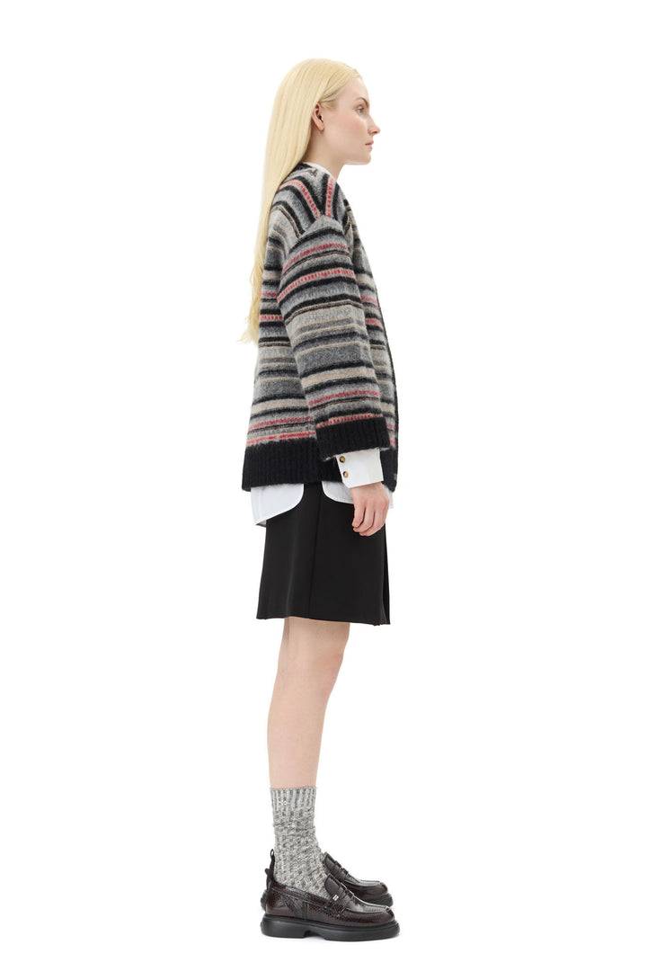 Soft Wool Stripe Boxy Cardigan