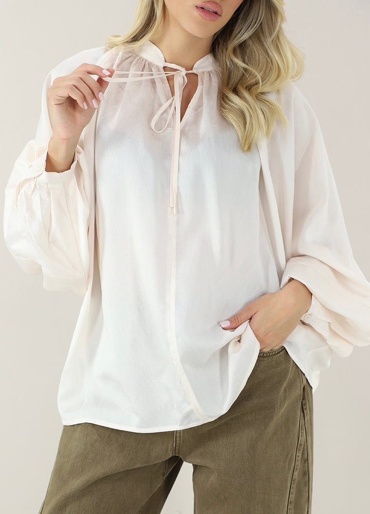 ELEH Loose Shirt with Neck Tie Cream - Dale