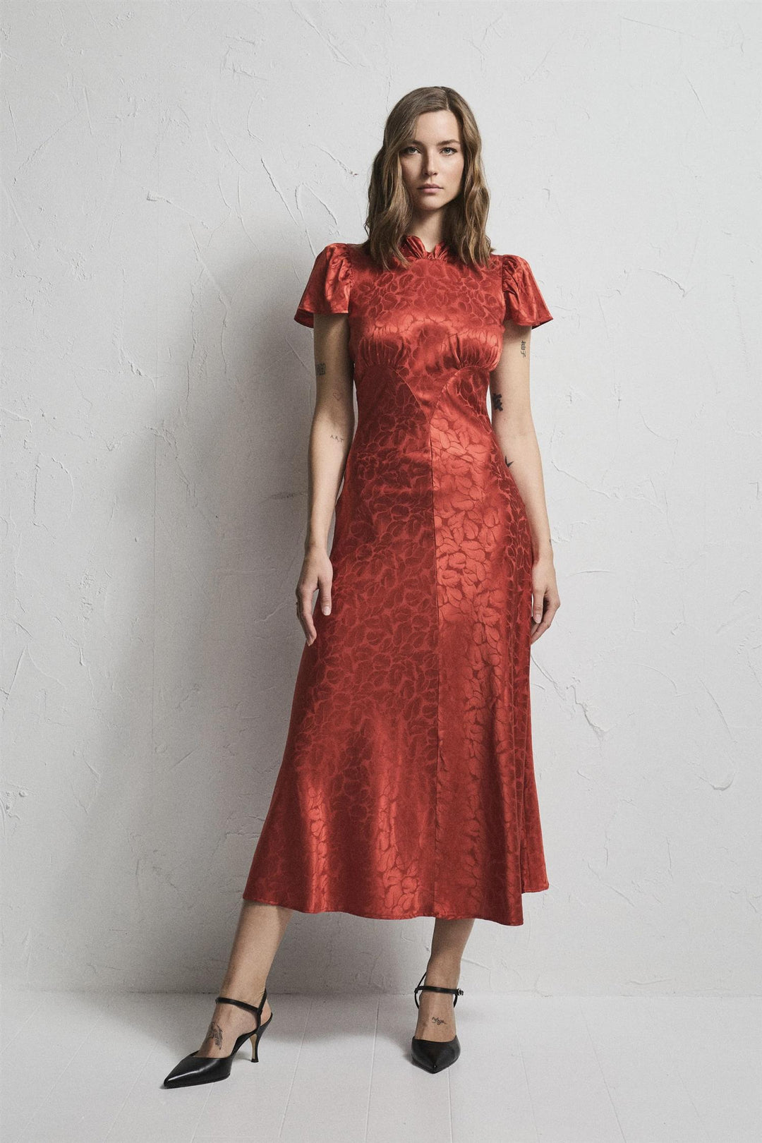 Addison Jacquard Dress Red