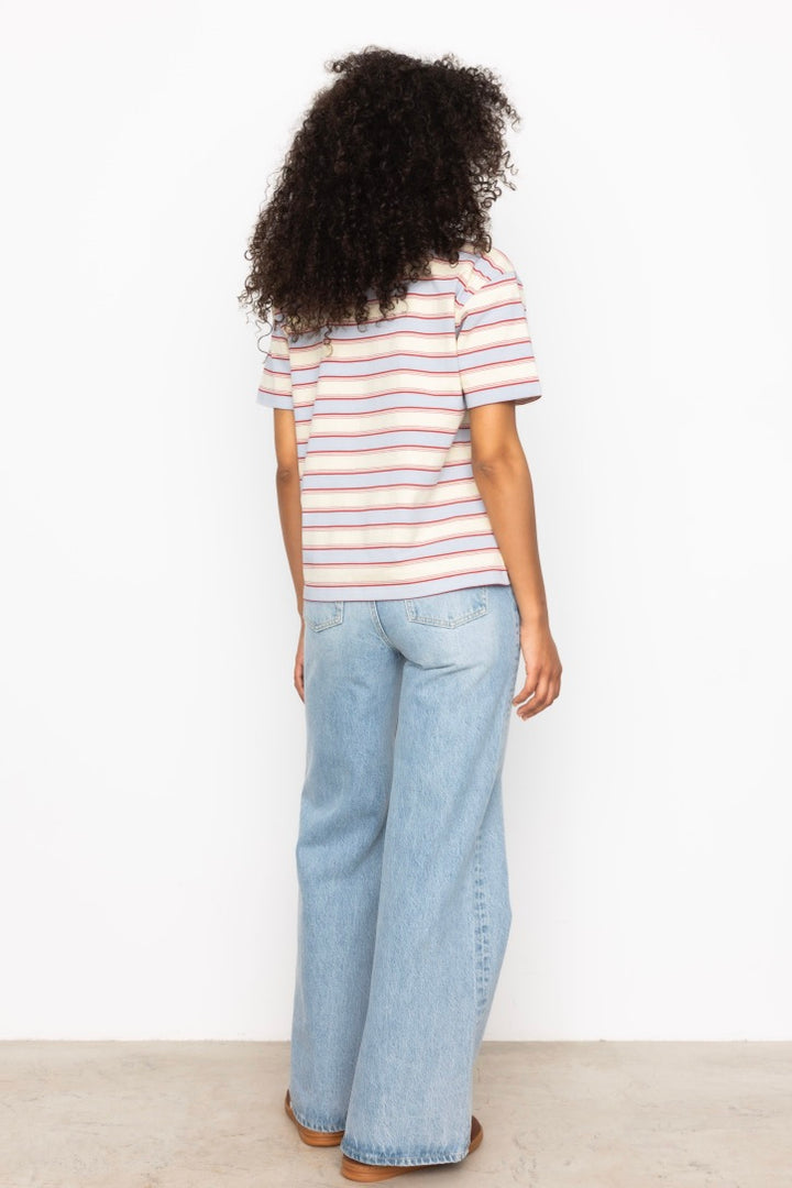 Evelyn Polo Tee Ocean Stripe