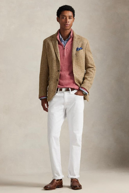 Cotton Quarter-Zip Mockneck Jumper Strawberry Heather