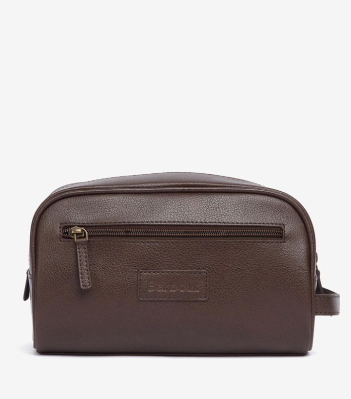 Leather Washbag Dark Brown