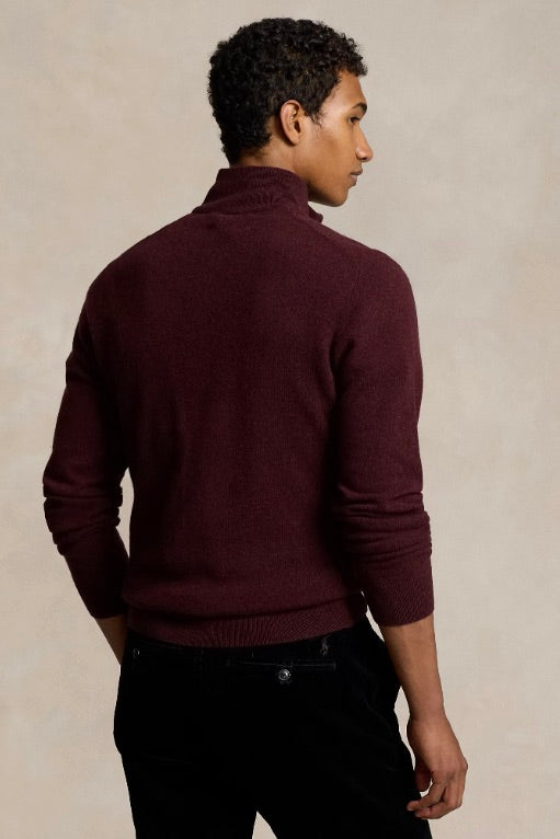 Wool Quarter-Zip Jumper Aged Wine