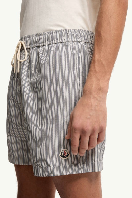 Striped Swim Shorts White/Dark Blue
