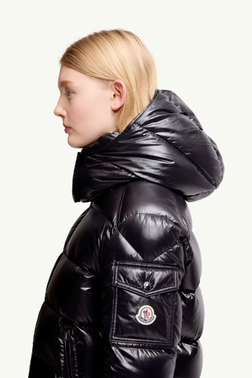 Maire Hooded Short Down Jacket Black