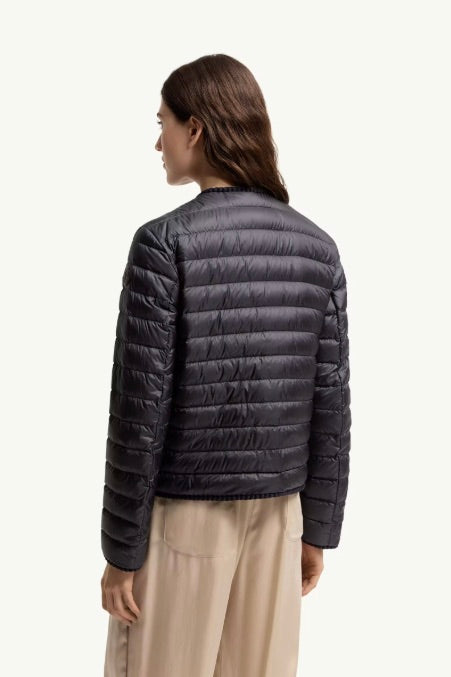 Circaete Braided Trim Short Down Jacket Navy Blue