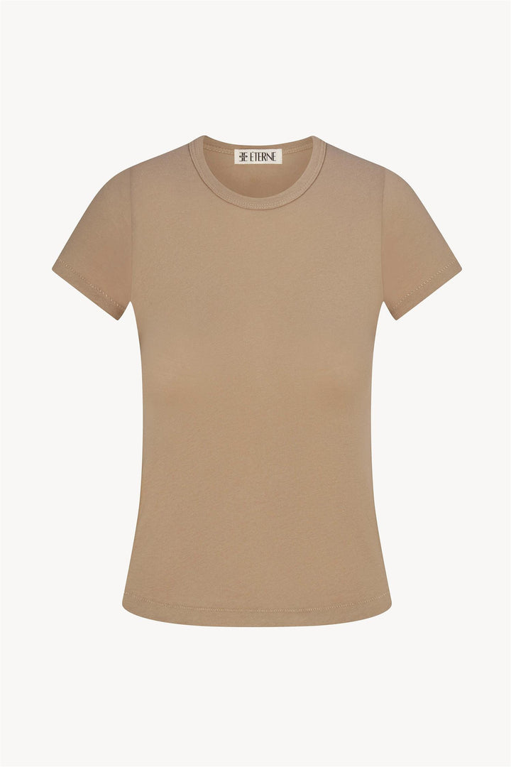 ETERNE Fitted Crew Neck Short Sleeve T-Shirt Taupe Beige - Dale