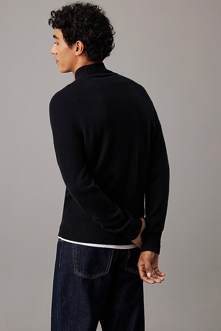 Luxury Wool Mock Neck Jumper Ck Black