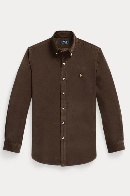 Custom Fit Corduroy Shirt Nutmeg Brown