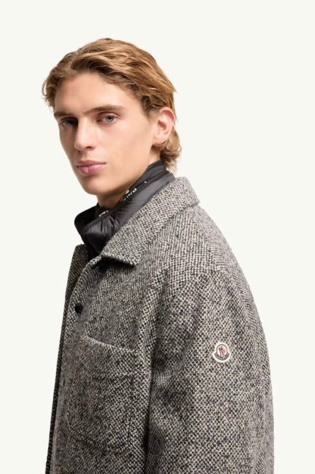 Melange Wool Blend Shirt Grey