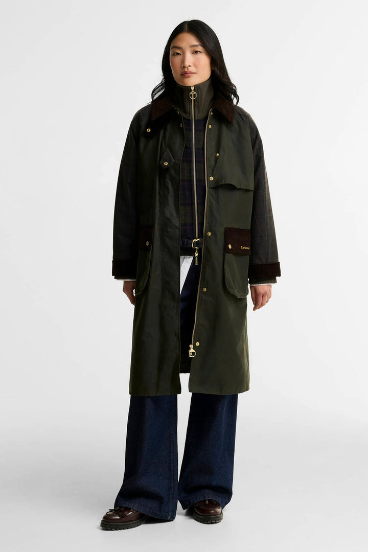 Barbour Check Kirklees Wax Jacket Olive