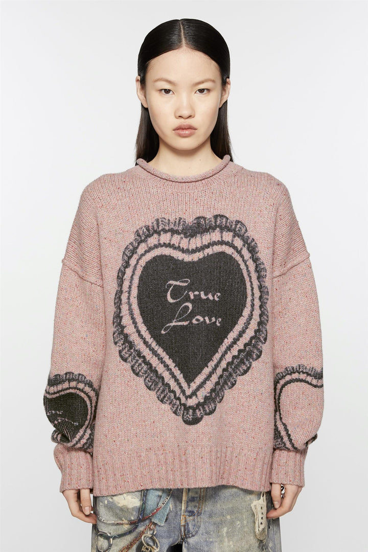 Printed Wool Blend Jumper Faded Pink