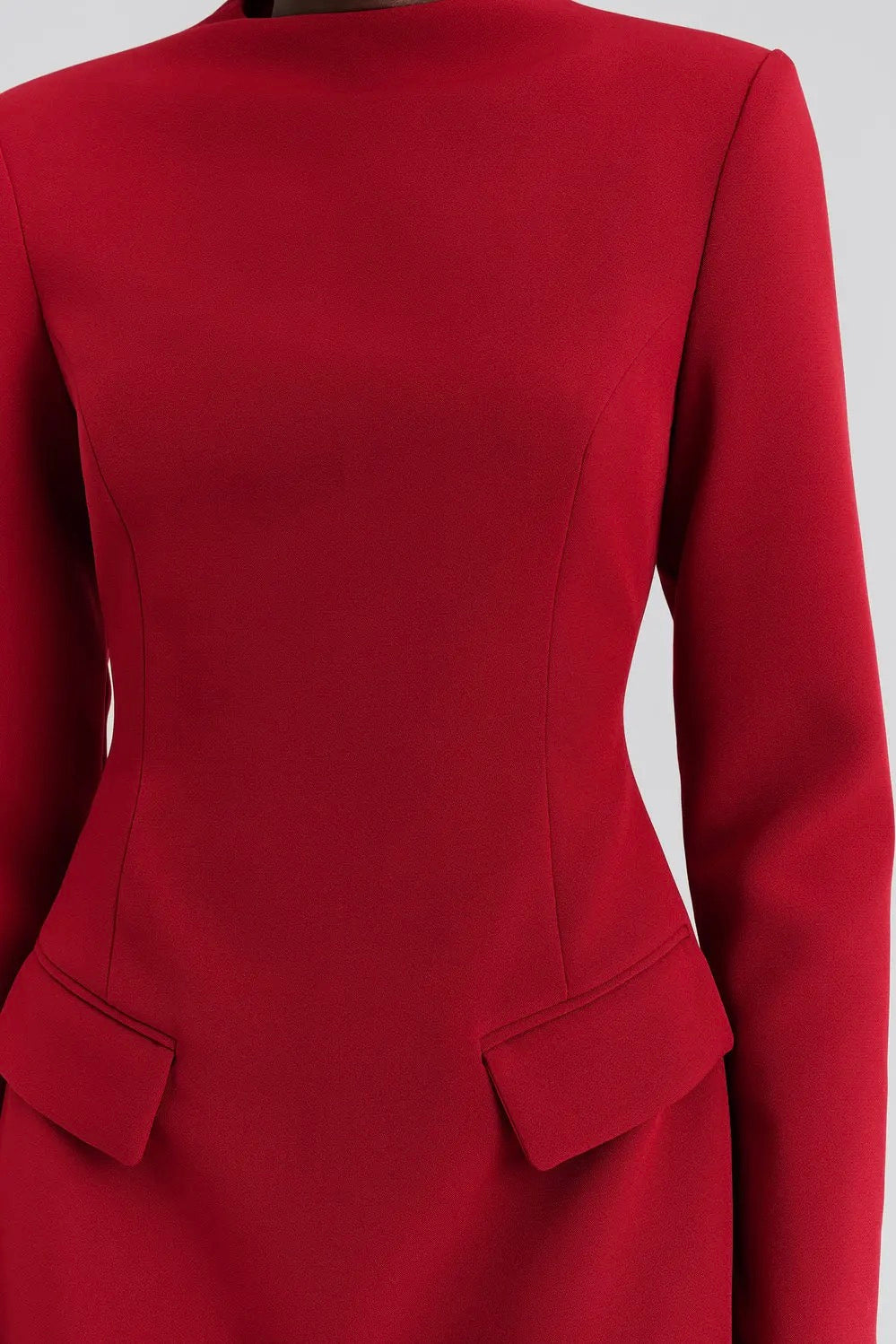 Leanna High Neck Mini Dress Deep Red