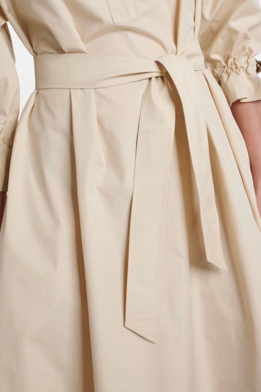 Oversized Cotton Poplin Dress Beige
