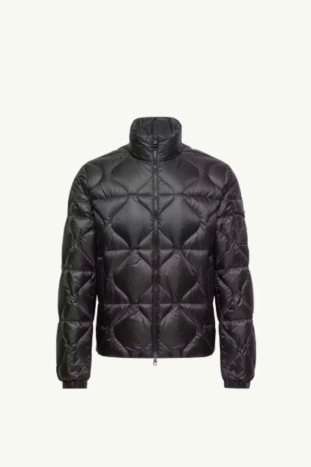 Asurel Geometric Quilted Short Down Jacket Black