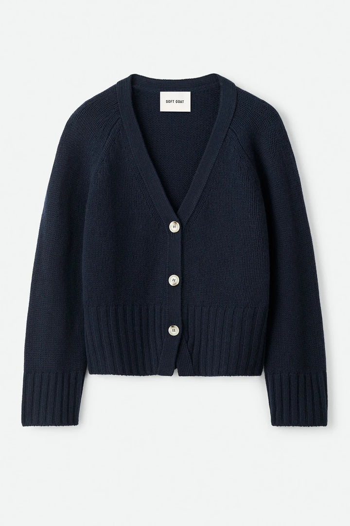 SOFT GOAT V-neck Cardigan Navy - Dale