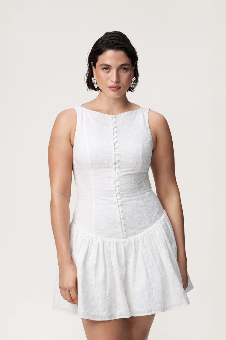 Sevilla Mini Dress White Embroidery